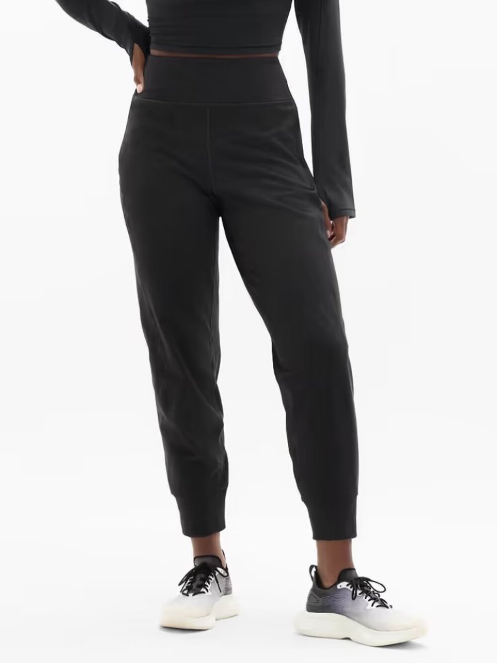 LARGE Athleta Rainier Jogger Black Mid Rise NWOT